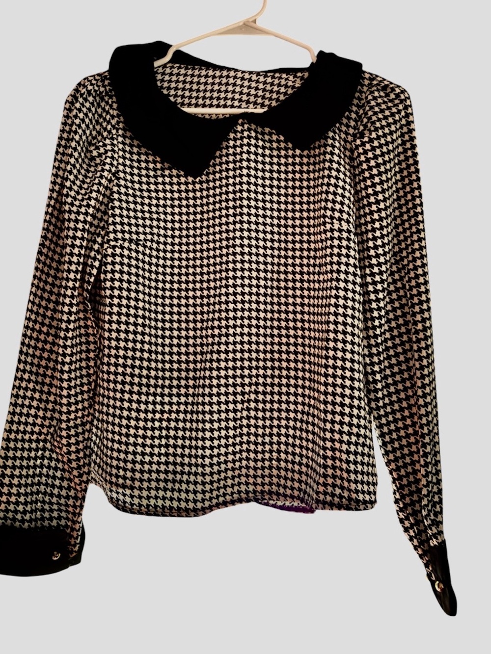 Black & White Houndstooth Peter Pan Collar Blouse